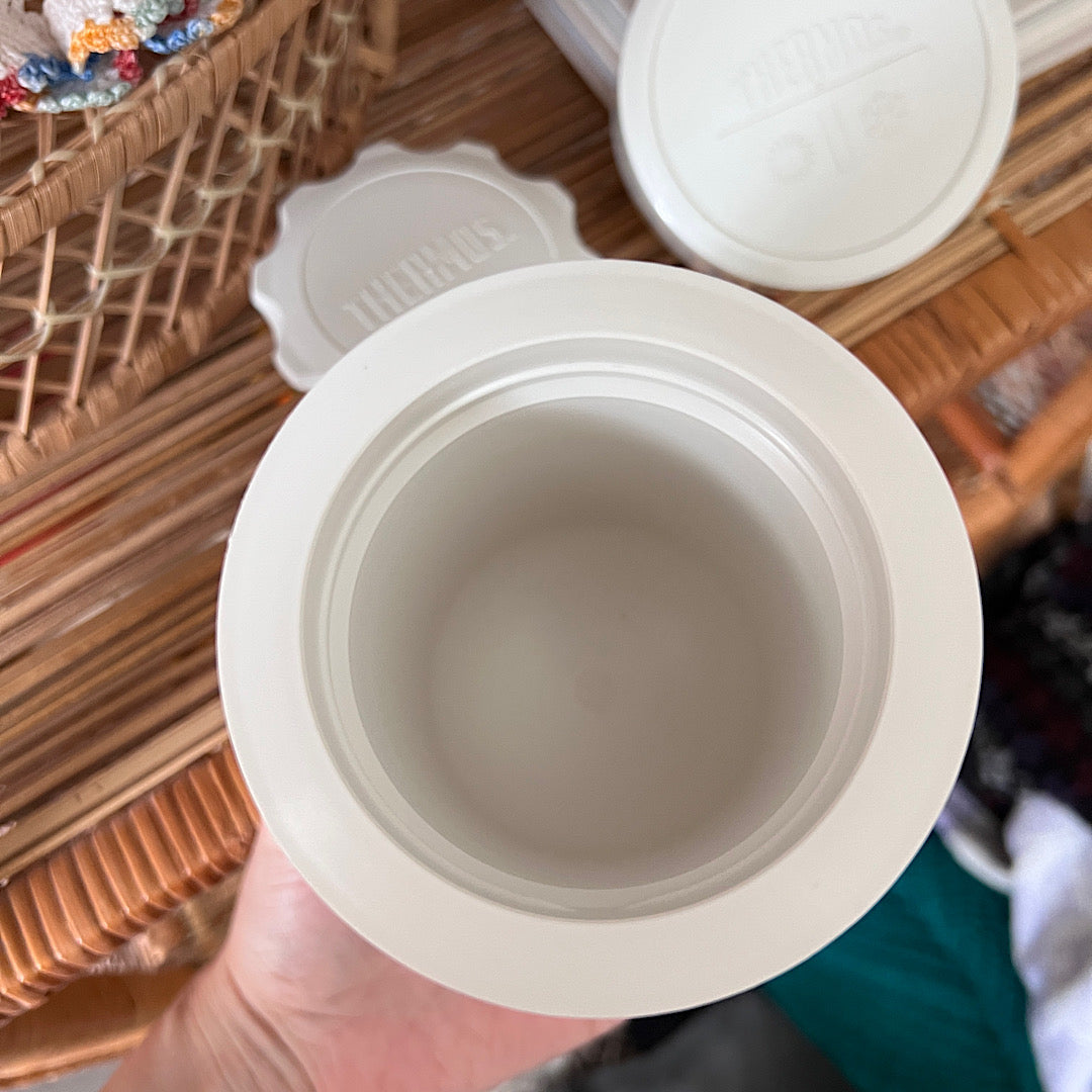 Vintage Thermos Food Jar Teal & White