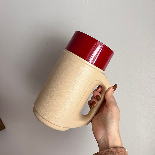 Vintage 80's Handled Thermos Red & Beige