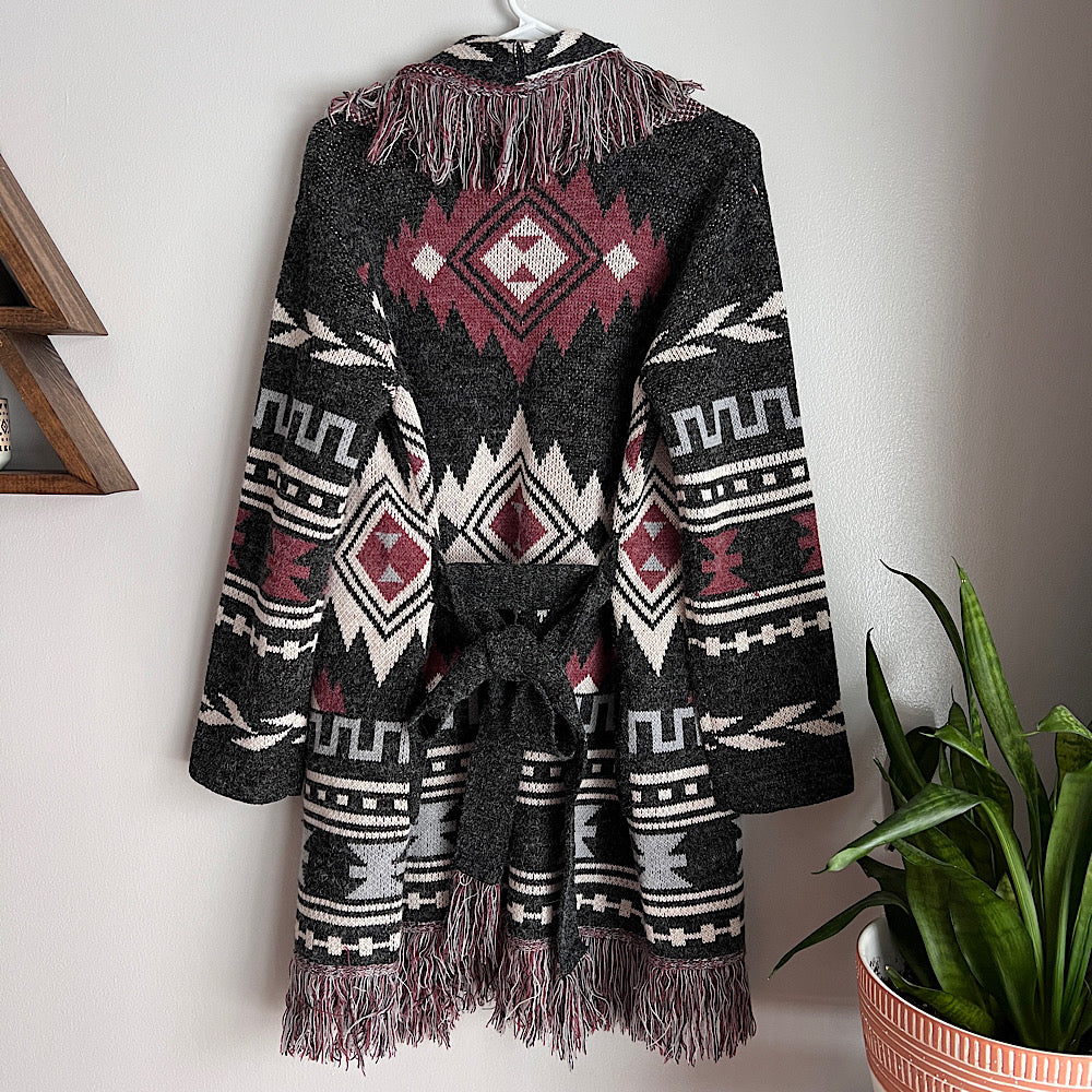 Miss Me Tribal Fringe Cardigan Sweater