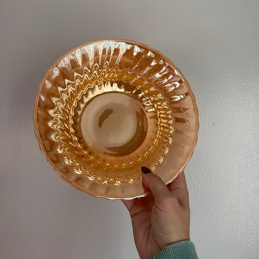 Vintage Orange Lusterware Serving Bowl