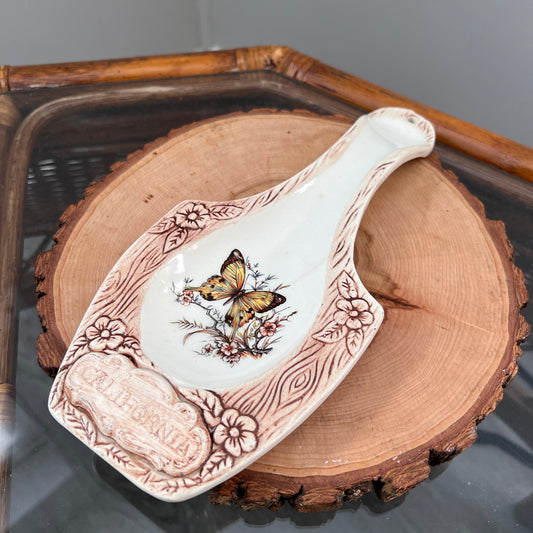 Vintage California Butterfly Ceramic Spoon Rest
