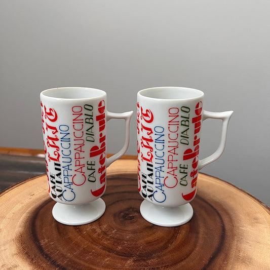 Vintage Cappuccino Mugs with Handles (set of 2)