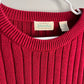 Red Stripe Knit Crewneck Sweater