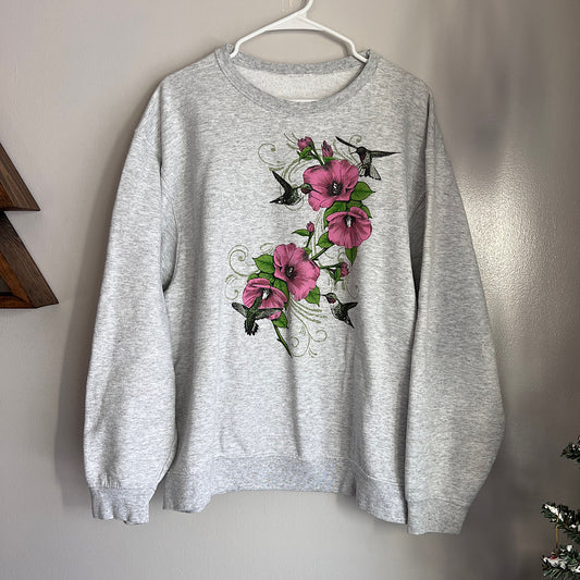 Vintage Grandma Flowers & Birds Crewneck Sweatshirt
