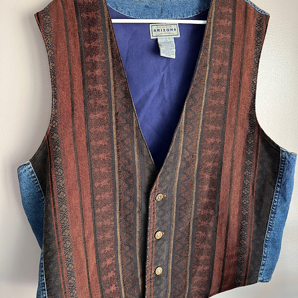 '90s Vintage Pattern & Denim Vest