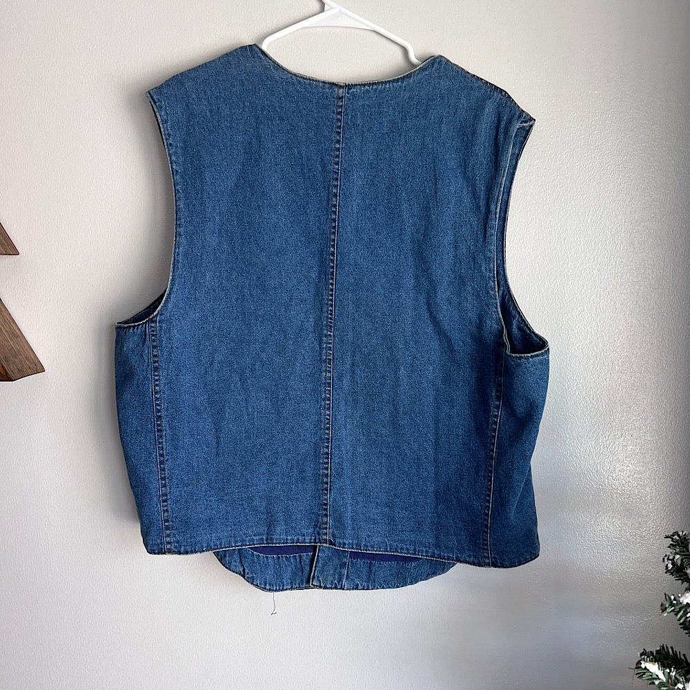 '90s Vintage Pattern & Denim Vest