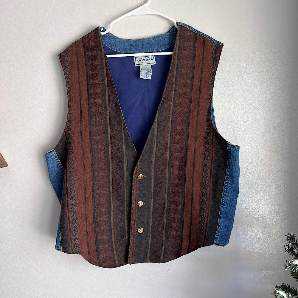 '90s Vintage Pattern & Denim Vest