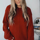 Red Stripe Knit Crewneck Sweater