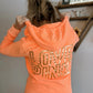 Vintage ('10) PINK Terry Zip Hoodie Neon Orange & Gold Foil