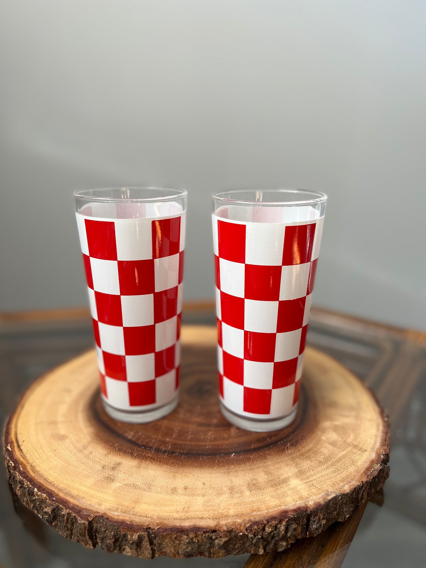 Vintage Checkered Drinking Glasses (set of 2)